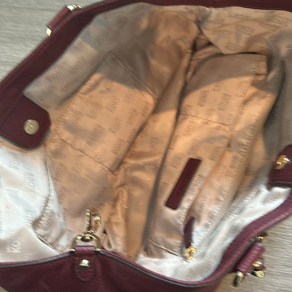 Michael Kors Frances Merlot Pebbled Leather Shoulder Bag Great Condition - Picture 7 of 7